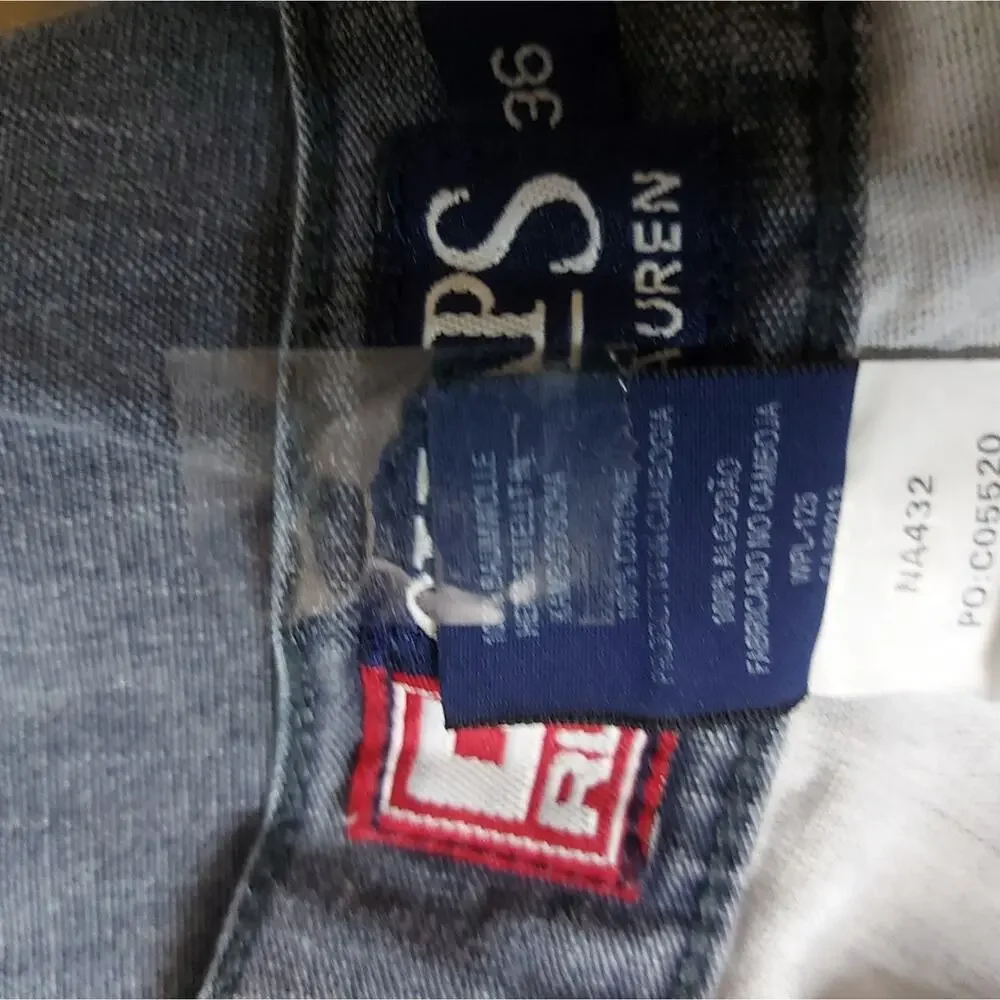 Ralph Lauren Chaps Blue Gray Linen Shorts 34 Casual Nautical Costal Preppy Comfy